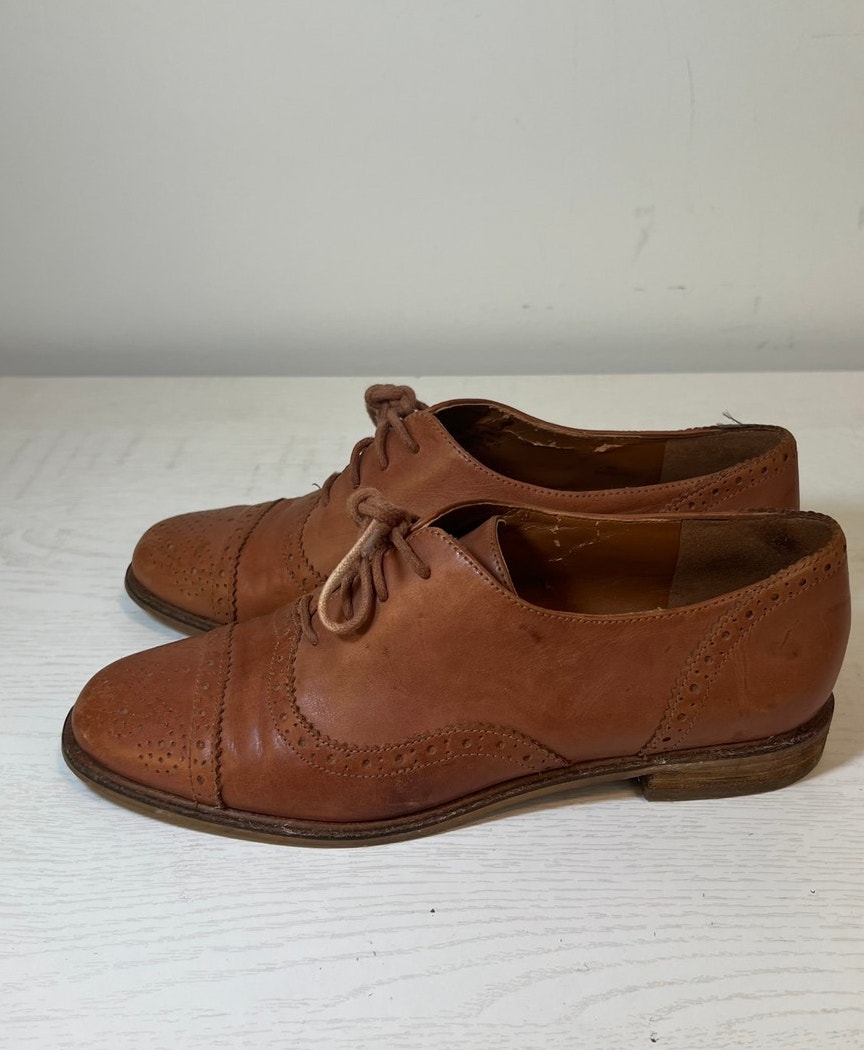 Enzo Angiolini Cognac Leather Brogue Oxford Sze 6